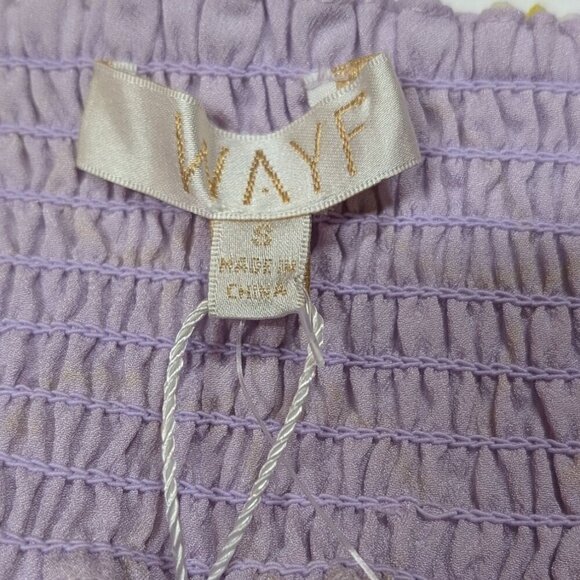 WAYF Dress Mabel Lavender Tropical Halter Coquette Ruffle Smocked Party Lined S - Picture 5 of 15